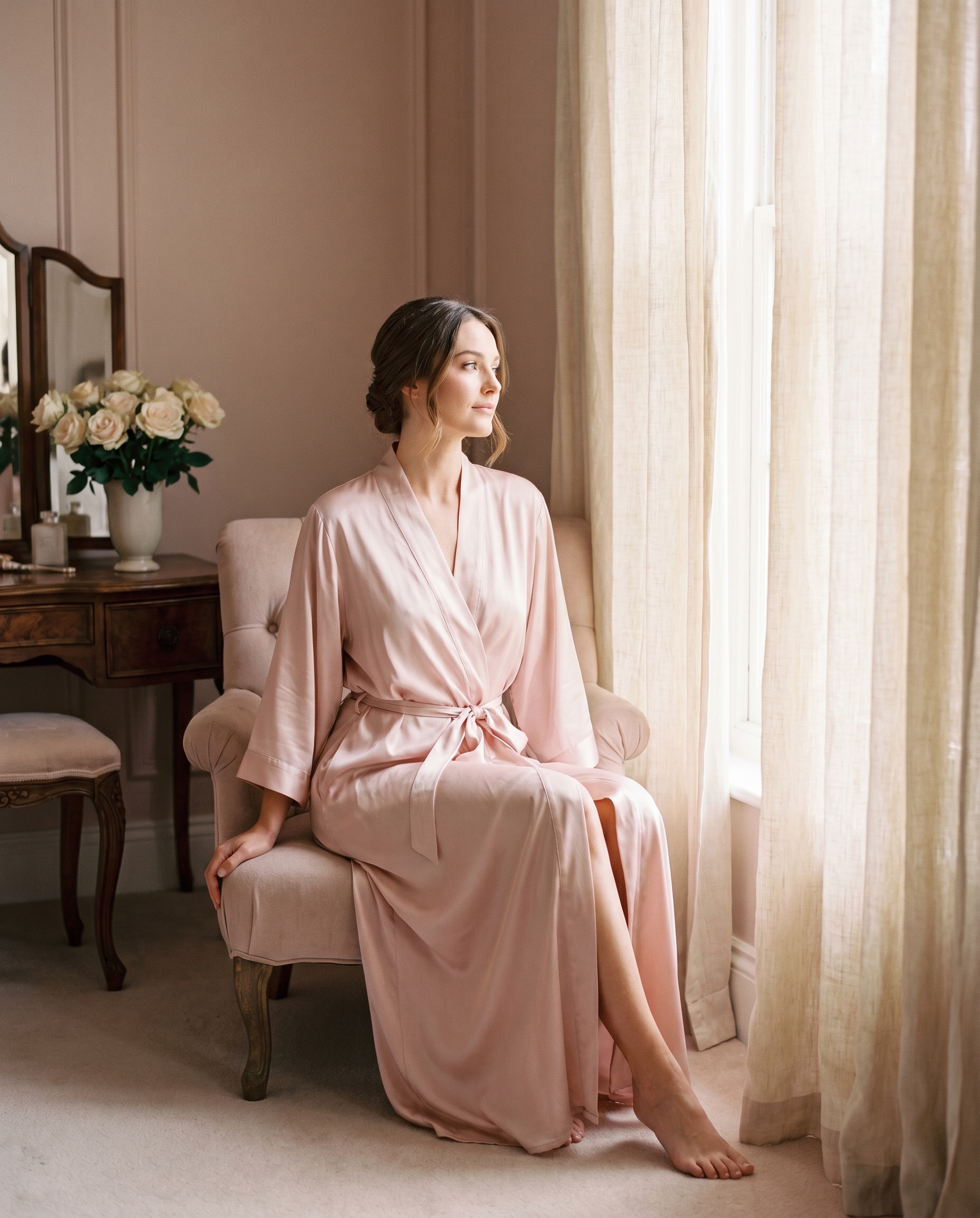 Signature Satin Midi Robe